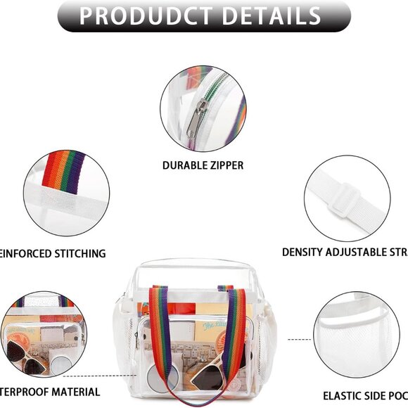 Versatile Clear Tote Bag with Adjustable Strap - Perfect for Concerts & Sports - Picture 3 of 5